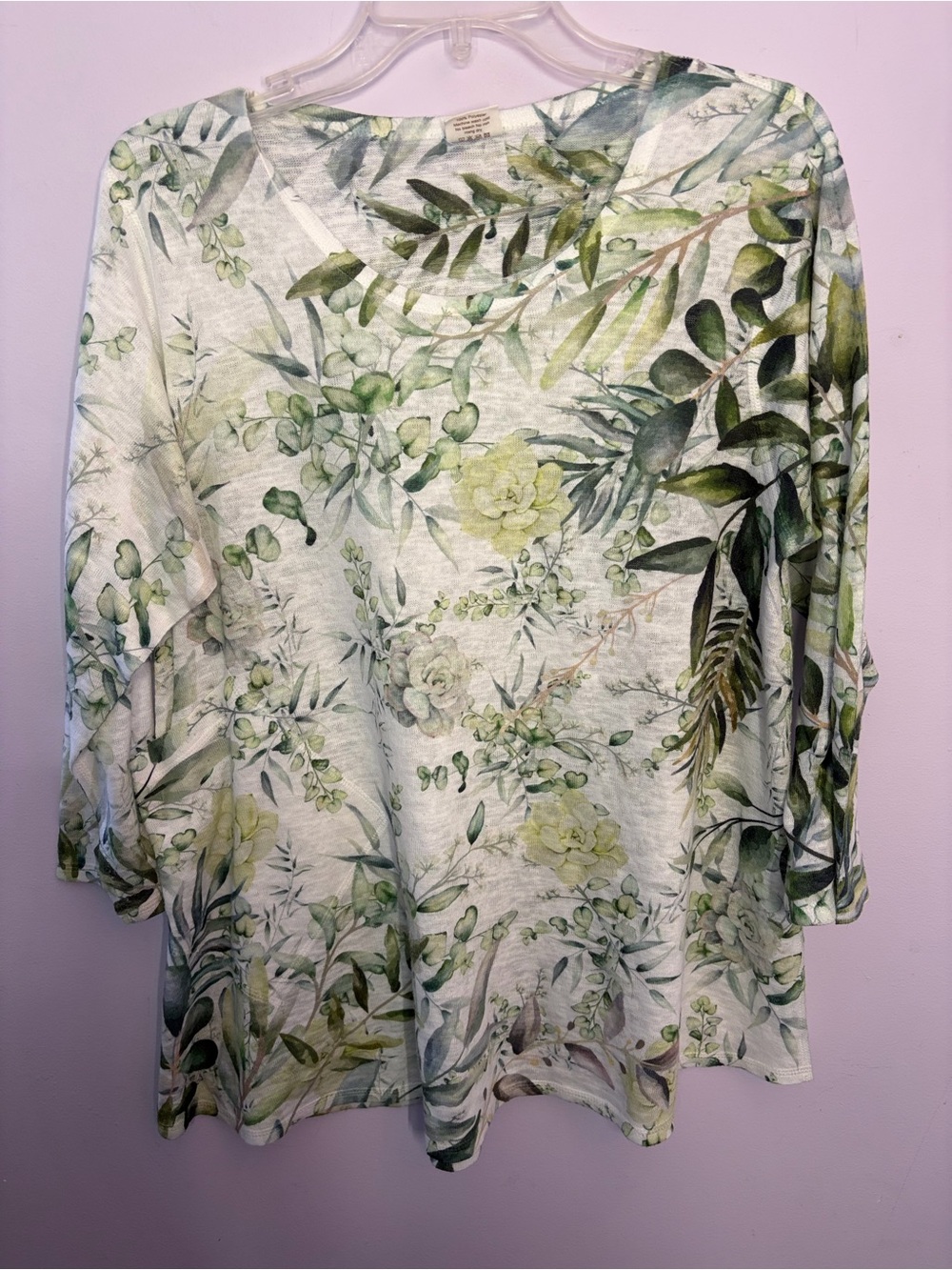 Et Lois Green Print Light Top,Size XL - Picture 8 of 10